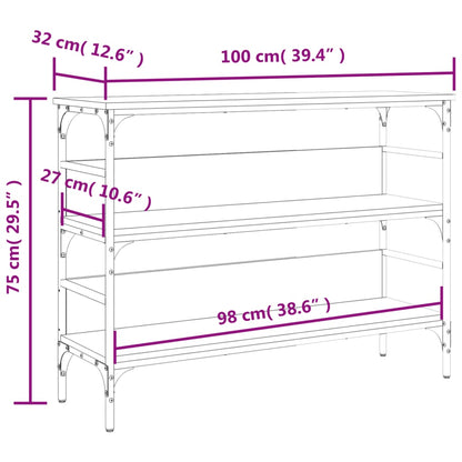 Mesa consola 100x32x75 cm derivados de madeira cinzento sonoma