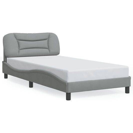 Estrutura de cama c/ cabeceira 100x200 cm tecido cinza-claro