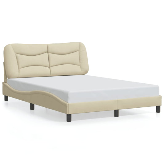 Estrutura de cama c/ cabeceira 120x200 cm tecido cor creme