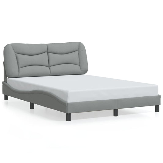 Estrutura de cama c/ cabeceira 140x190 cm tecido cinza-claro