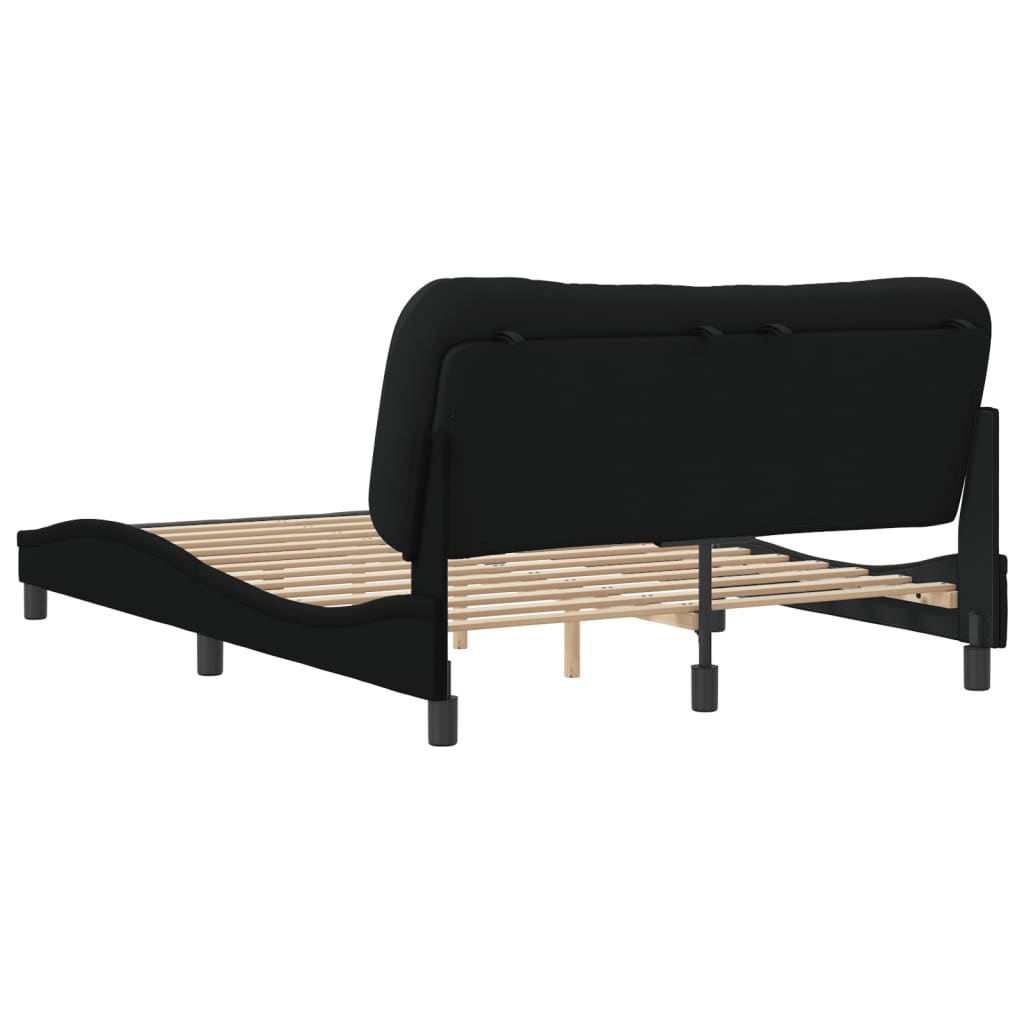 Estrutura de cama c/ cabeceira 140x190 cm tecido preto