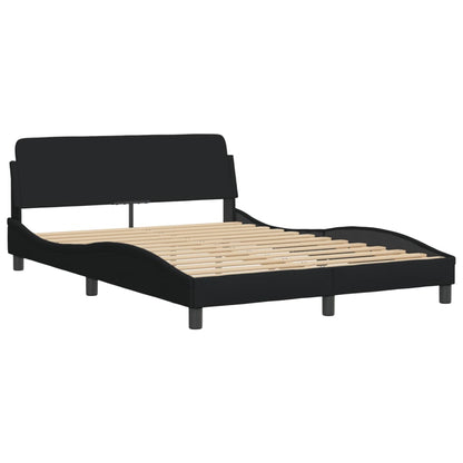 Estrutura de cama c/ cabeceira 140x190 cm tecido preto