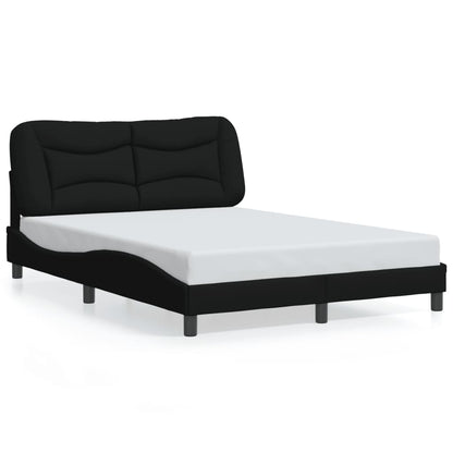 Estrutura de cama c/ cabeceira 140x190 cm tecido preto