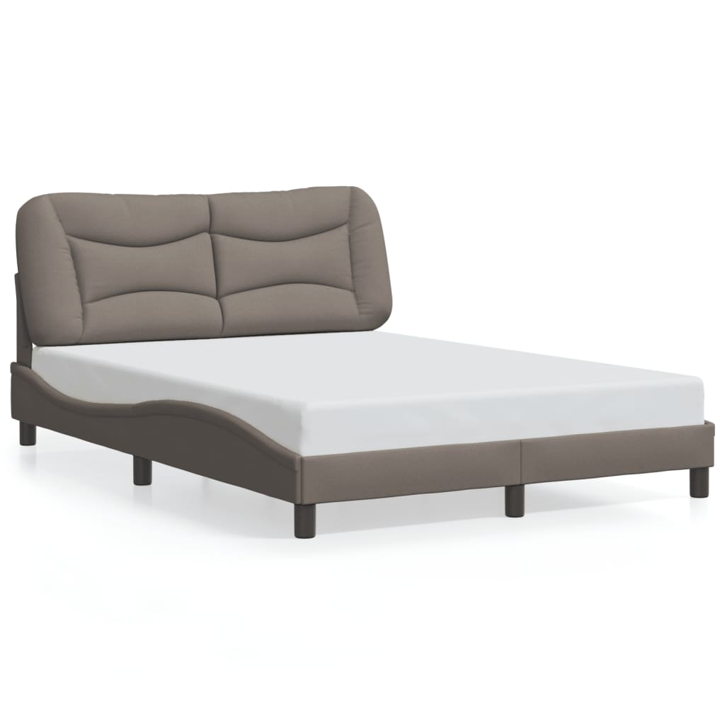 Estrutura cama cabeceira 140x190 cm tecido castanho-acinzentado