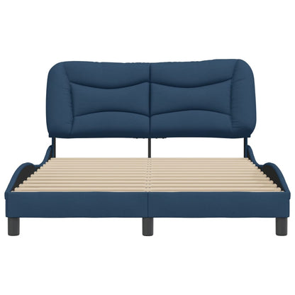 Estrutura de cama c/ cabeceira 140x190 cm tecido azul