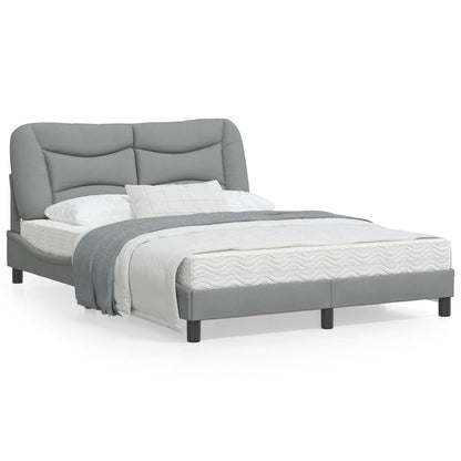 Estrutura de cama com cabeceira 140x200 cm tecido cinza-claro