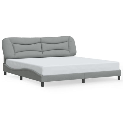 Estrutura de cama 200x200 cm tecido cinzento-claro