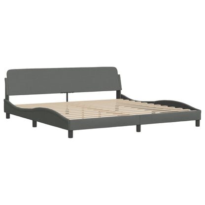 Estrutura cama com cabeceira 200x200 cm tecido cinzento-escuro