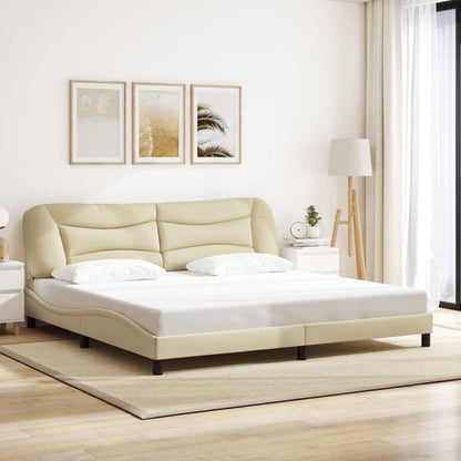 Estrutura de cama com cabeceira 200x200 cm tecido cor creme