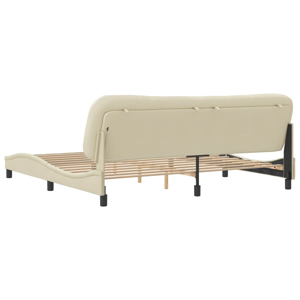 Estrutura de cama com cabeceira 200x200 cm tecido cor creme