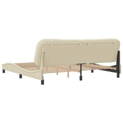 Estrutura de cama com cabeceira 200x200 cm tecido cor creme