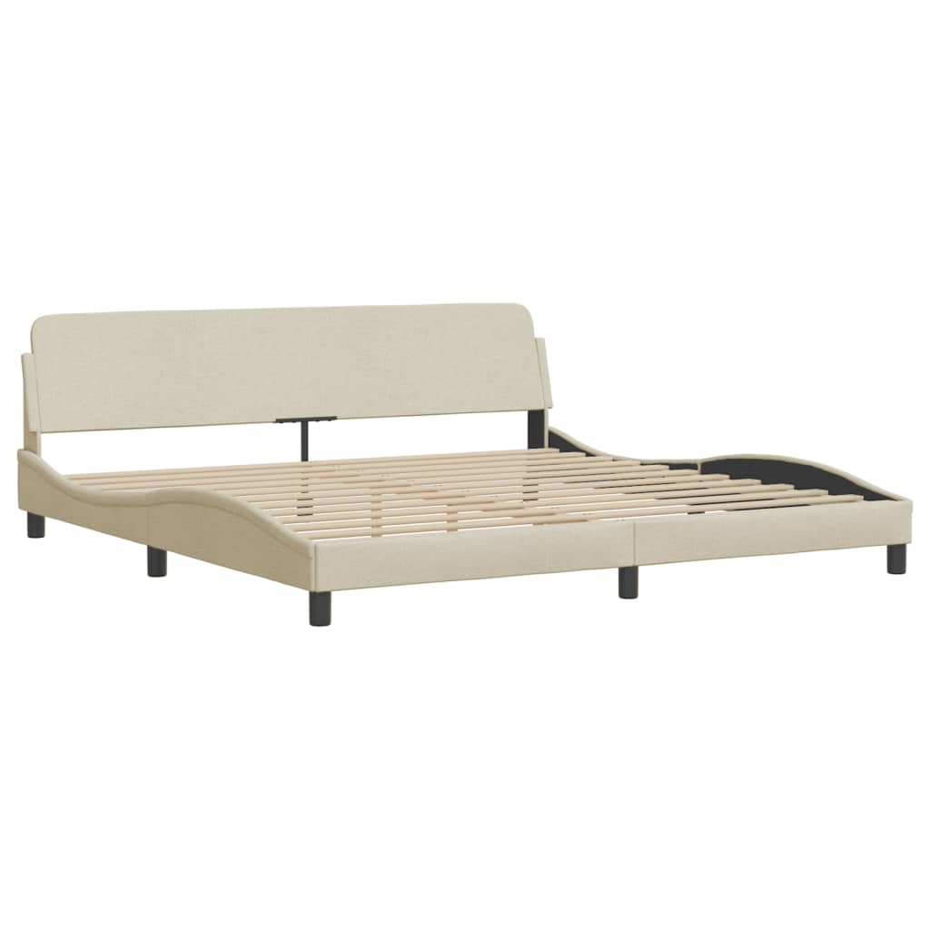 Estrutura de cama com cabeceira 200x200 cm tecido cor creme