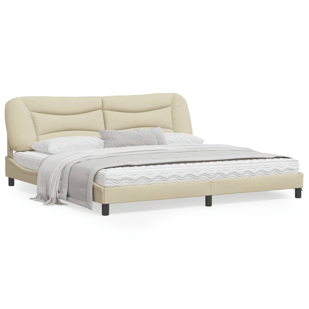 Estrutura de cama com cabeceira 200x200 cm tecido cor creme