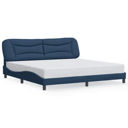 Estrutura de cama com cabeceira 200x200 cm tecido azul