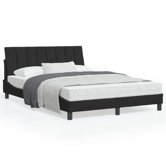 Estrutura de cama c/ cabeceira 140x190 cm veludo preto