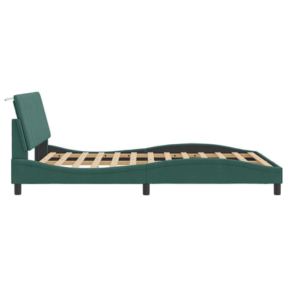 Estrutura de cama c/ cabeceira 140x190 cm veludo verde-escuro