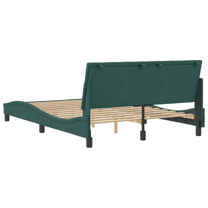 Estrutura de cama c/ cabeceira 140x190 cm veludo verde-escuro