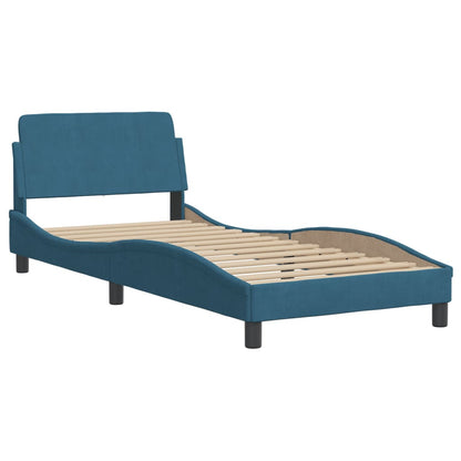 Estrutura de cama com cabeceira 80x200 cm veludo azul