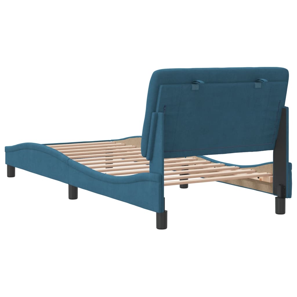 Estrutura de cama com cabeceira 80x200 cm veludo azul