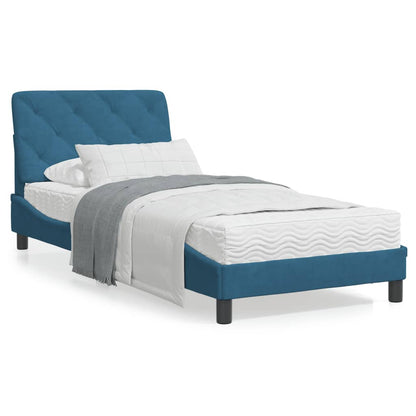 Estrutura de cama com cabeceira 80x200 cm veludo azul