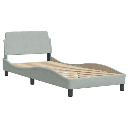 Estrutura de cama c/ cabeceira 90x190 cm veludo cinzento-claro