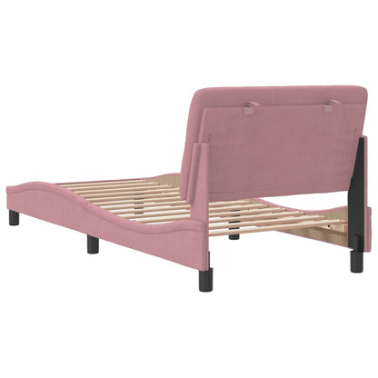 Estrutura de cama c/ cabeceira 90x190 cm veludo rosa