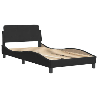 Estrutura de cama c/ cabeceira 100x200 cm veludo preto