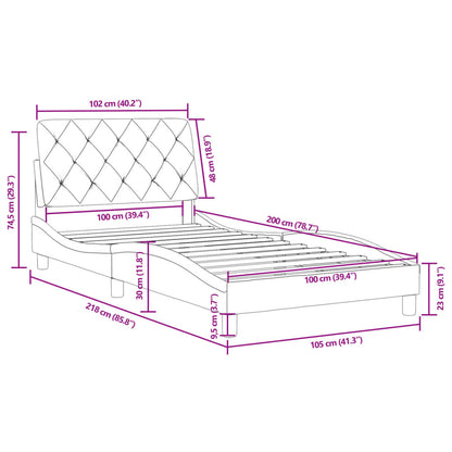 Estrutura de cama c/ cabeceira 100x200 cm veludo azul