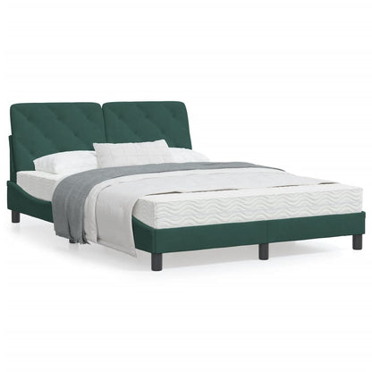 Estrutura de cama c/ cabeceira 120x200 cm veludo verde-escuro