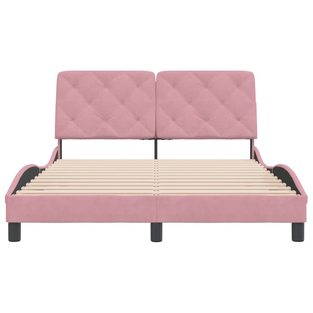 Estrutura de cama c/ cabeceira 120x200 cm veludo rosa