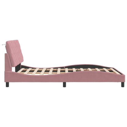 Estrutura de cama c/ cabeceira 120x200 cm veludo rosa