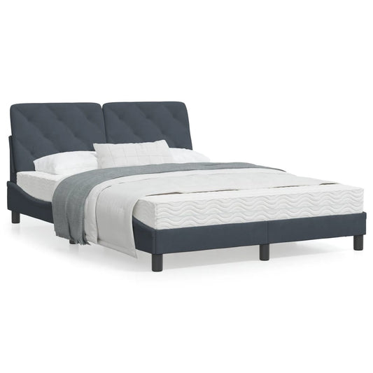 Estrutura de cama c/ cabeceira 140x190cm veludo cinzento-escuro