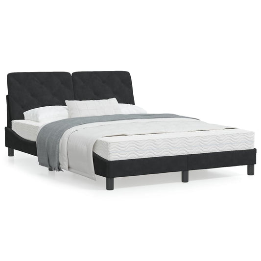 Estrutura de cama c/ cabeceira 140x190 cm veludo preto