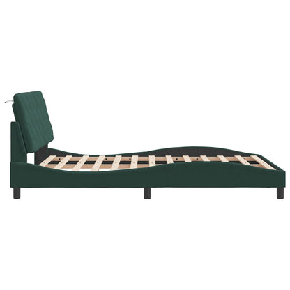 Estrutura de cama c/ cabeceira 140x190 cm veludo verde-escuro