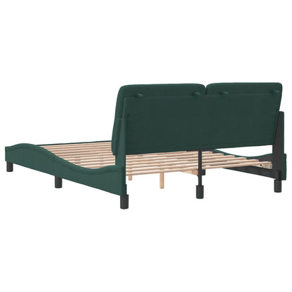 Estrutura de cama c/ cabeceira 140x190 cm veludo verde-escuro