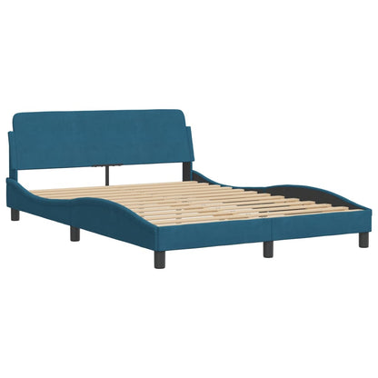 Estrutura de cama com cabeceira 140x190 cm veludo azul