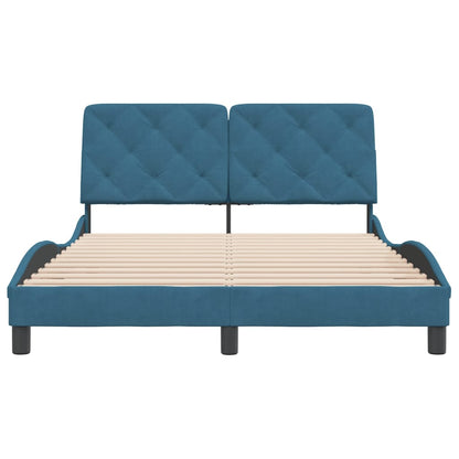 Estrutura de cama com cabeceira 140x190 cm veludo azul