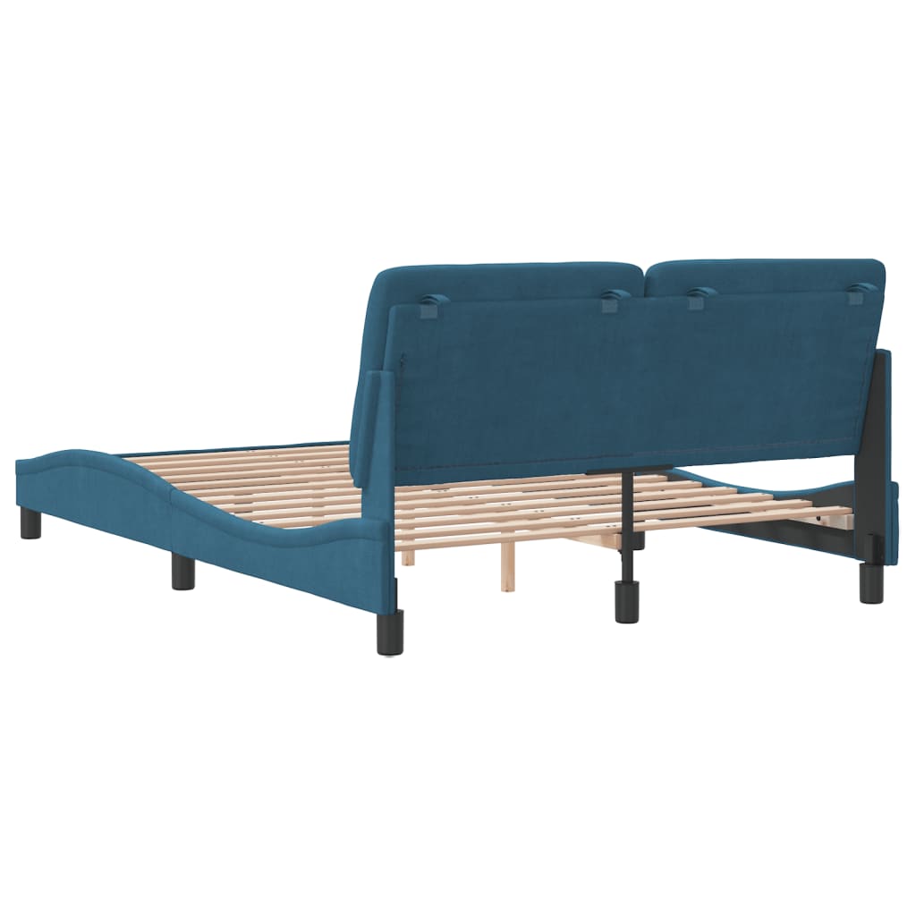 Estrutura de cama com cabeceira 140x190 cm veludo azul