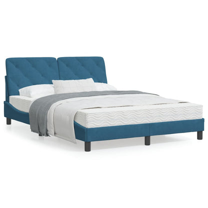 Estrutura de cama com cabeceira 140x190 cm veludo azul