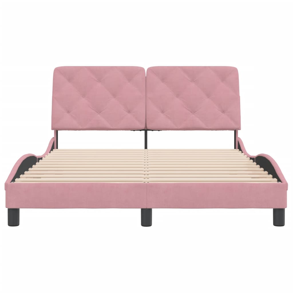 Estrutura de cama c/ cabeceira 140x190 cm veludo rosa