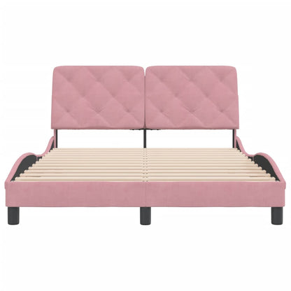 Estrutura de cama c/ cabeceira 140x190 cm veludo rosa