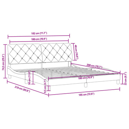 Estrutura de cama c/ cabeceira 180x200cm veludo cinzento-escuro