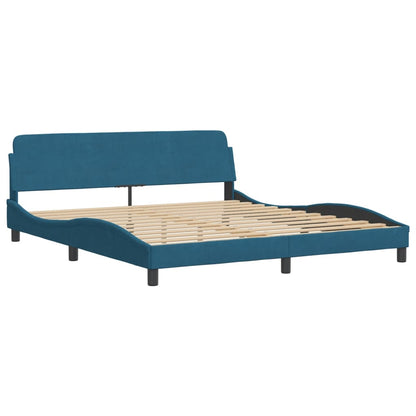 Estrutura de cama c/ cabeceira 180x200 cm veludo azul