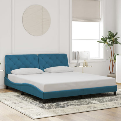 Estrutura de cama c/ cabeceira 180x200 cm veludo azul