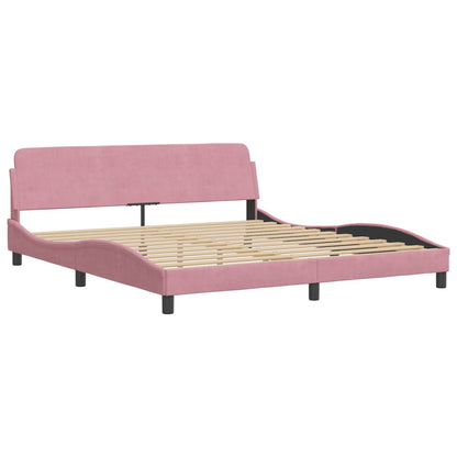 Estrutura de cama c/ cabeceira 180x200 cm veludo rosa