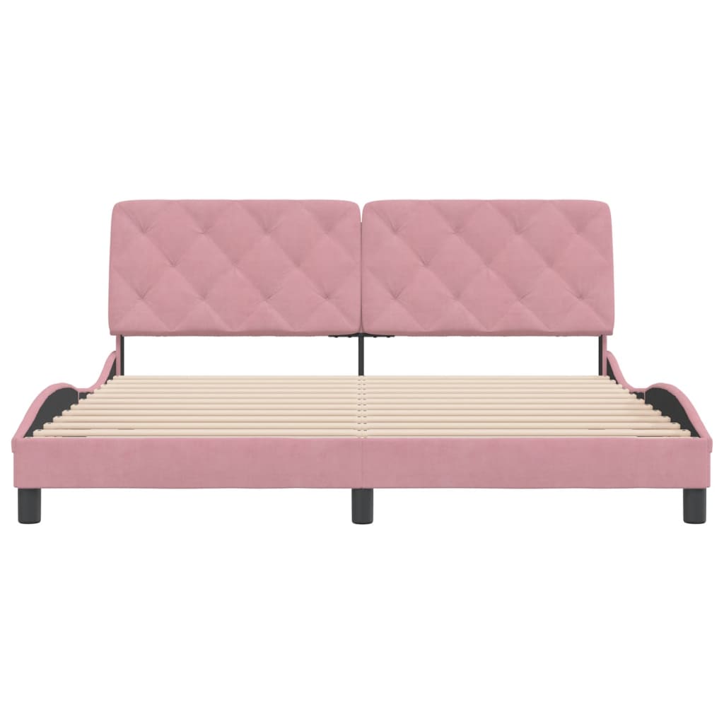 Estrutura de cama c/ cabeceira 180x200 cm veludo rosa