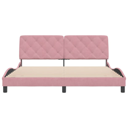 Estrutura de cama c/ cabeceira 180x200 cm veludo rosa