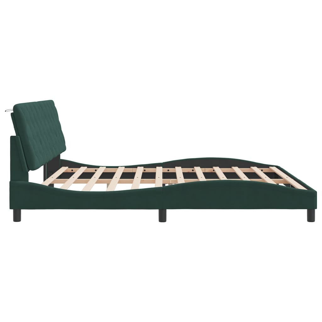 Estrutura de cama c/ cabeceira 200x200 cm veludo verde-escuro