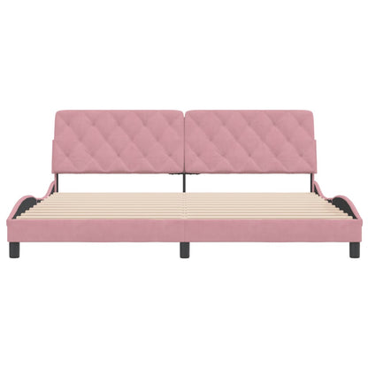 Estrutura de cama c/ cabeceira 200x200 cm veludo rosa