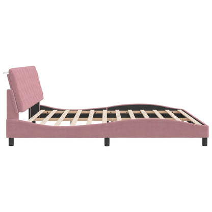 Estrutura de cama c/ cabeceira 200x200 cm veludo rosa